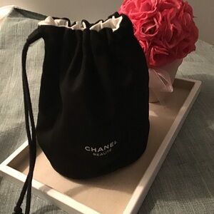 Chanel Beaute’ Black Drawstring Bag.Brand New